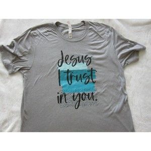 Jesus I Trust in You Adult L Large Gray Short Sleeve T-shirt 50% Poly 25% Cotton